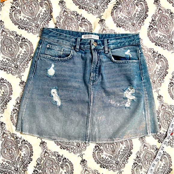 Zara Dresses & Skirts - Zara Denim Distressed Skirt, Size Medium, Excellent Condition